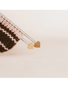 Tapones de punto para agujas de tejer - Corazones beige 2
