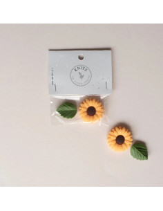 Tapones de malla para agujas de tejer - Margarita amarilla 2
