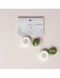 Tapones de malla para agujas de tejer - Margarita blanca 2