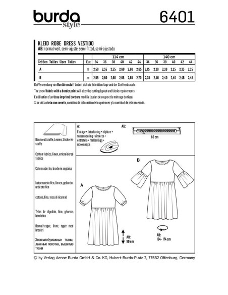 Patrón de vestido - Burda 6401