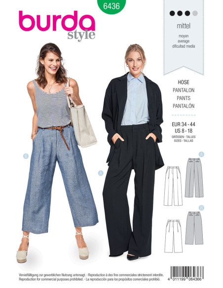 Patrón de pantalón - Burda 6436