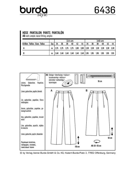 Patrón de pantalón - Burda 6436