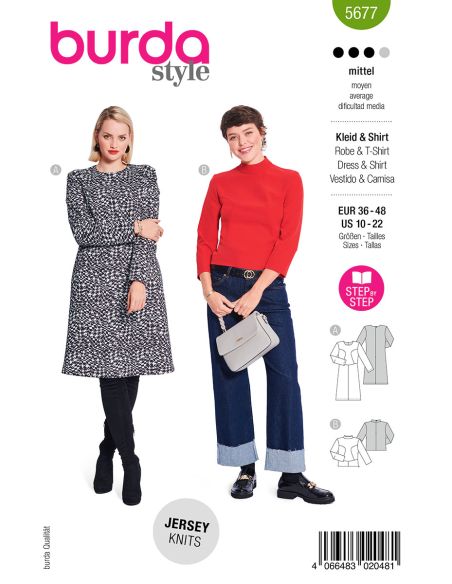 Patrón de vestido y camiseta - Burda 5677