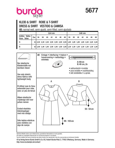 Patrón de vestido y camiseta - Burda 5677