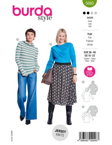 Patrón de suéter y camiseta - Burda 5680