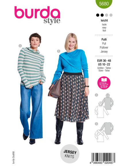 Patrón de suéter y camiseta - Burda 5680