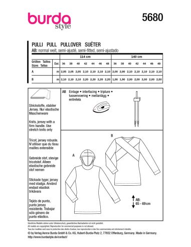Patrón de suéter y camiseta - Burda 5680