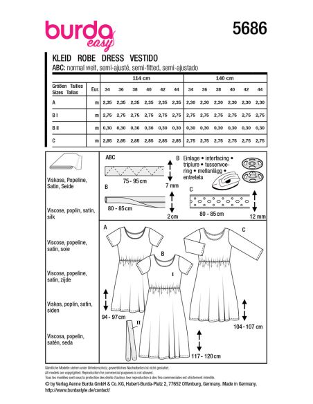 Patrón de vestido - Burda 5686