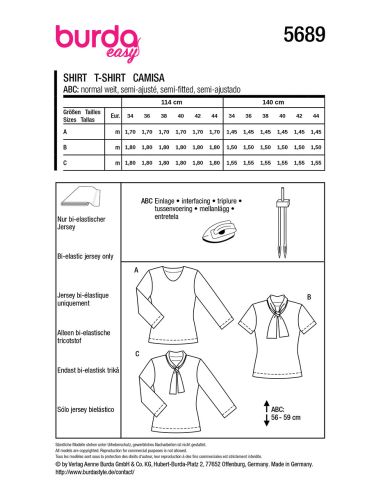 Patrón de camiseta - Burda 5689