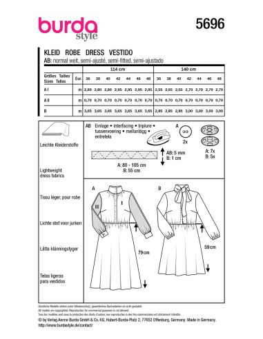 Patrón de vestido - Burda 5696