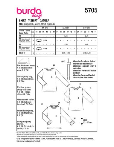 Patrón de camiseta - Burda 5705