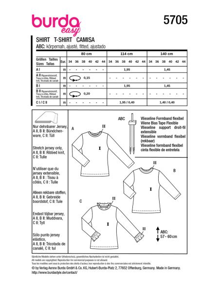 Patrón de camiseta - Burda 5705