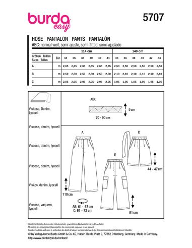 Patrón de pantalón - Burda 5707