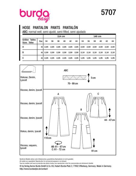 Patrón de pantalón - Burda 5707