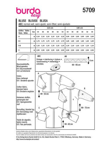 Patrón de blusa - Burda 5709