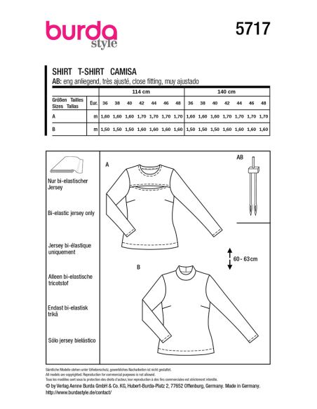 Patrón de camiseta - Burda 5717