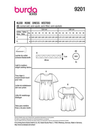 Patrón de vestido - Burda 9201