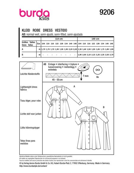 Patrón de vestido - Burda 9206