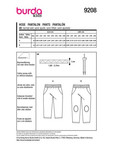 Patrón de pantalón - Burda 9208
