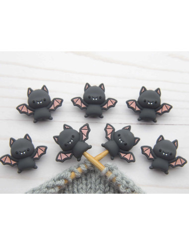 Bouchons stoppeurs de mailles pour aiguilles à tricoter - Chauve-souris
