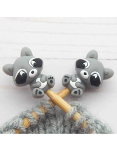 Tapones de malla para agujas de tejer - Pequeño mapache
