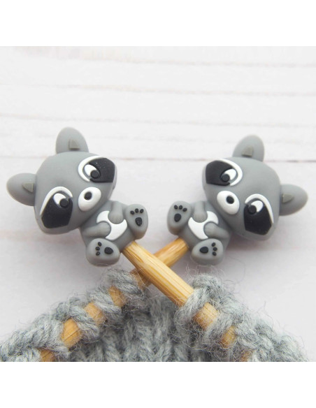 Tapones de malla para agujas de tejer - Pequeño mapache
