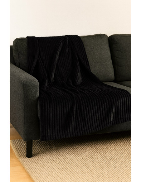 Tejido minky de canalé grueso - Negro