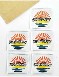 Lote de 5 etiquetas tejidas para coser Sunset Lover 2