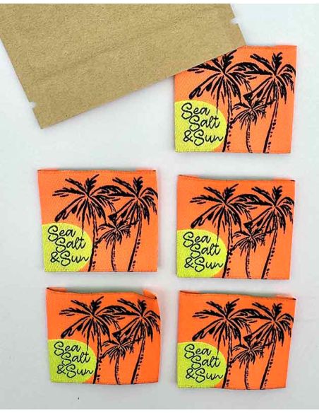 Lote de 5 etiquetas tejidas para coser Sea Salt & Sun
