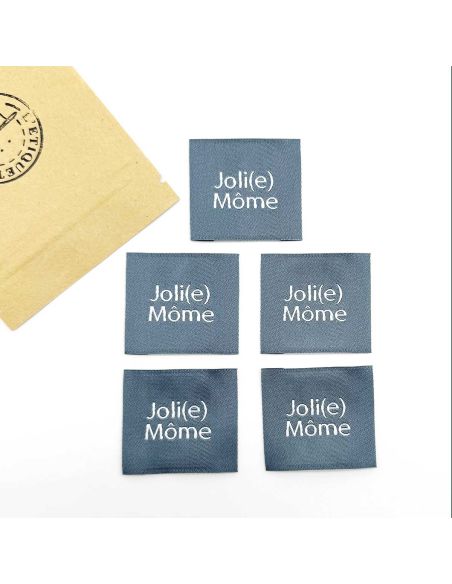 Lote de 5 etiquetas tejidas para coser Joli Môme gris
