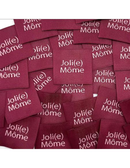 Lote de 5 etiquetas tejidas para coser Joli Môme burdeos