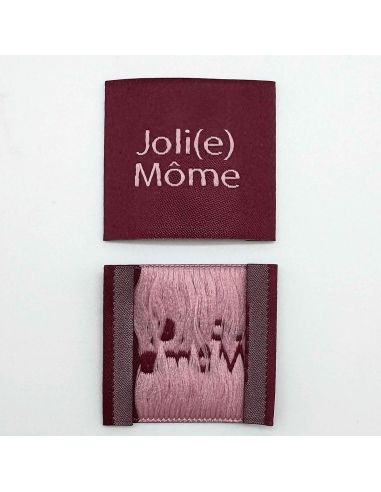 Lote de 5 etiquetas tejidas para coser Joli Môme burdeos
