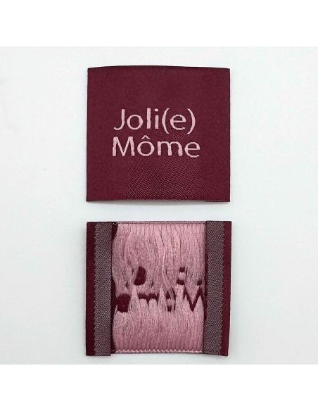 Lote de 5 etiquetas tejidas para coser Joli Môme burdeos