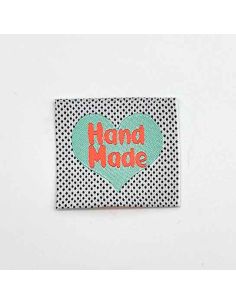 Lote de 5 etiquetas tejidas para coser Hand Made fluo 2