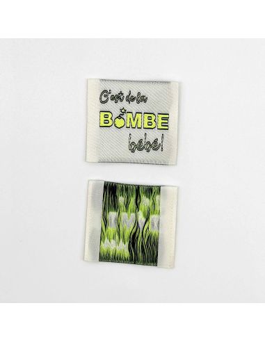 Lote de 5 etiquetas tejidas para coser ¡Es una bomba Bebé!