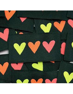 Lote de 5 etiquetas tejidas para coser 3 Corazones