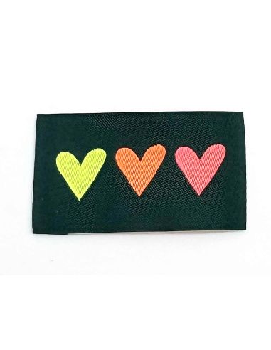 Lote de 5 etiquetas tejidas para coser 3 Corazones