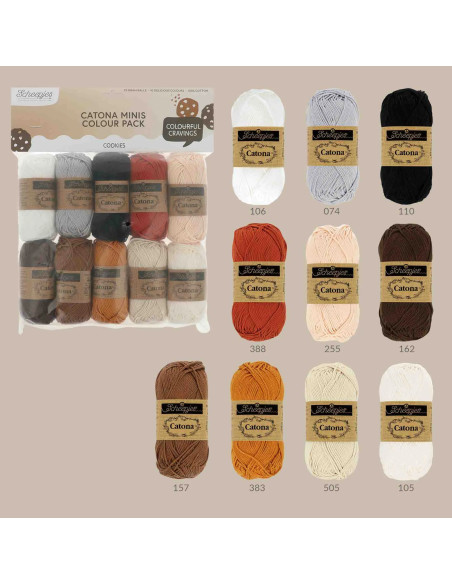 Paquete de 10 ovillos Scheepjes Catona Colour Pack - Cookies