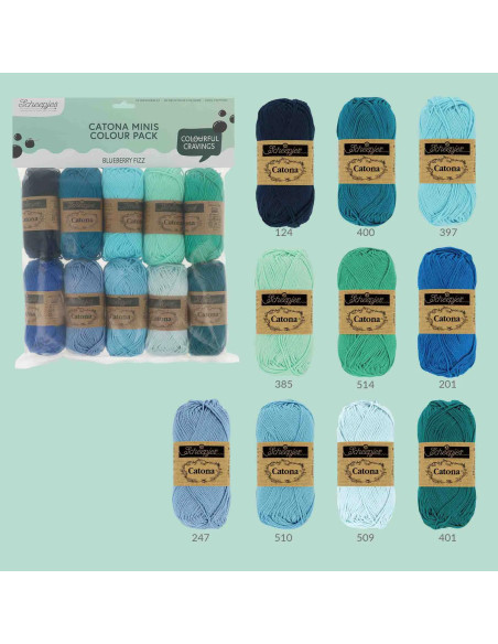 Bolsa de 10 ovillos Scheepjes Catona Colour Pack - Blueberry Fizz