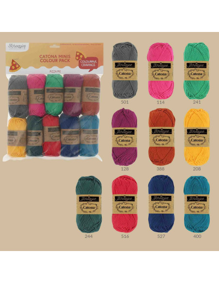 Bolsa de 10 ovillos Scheepjes Catona Colour Pack - Pizza pie
