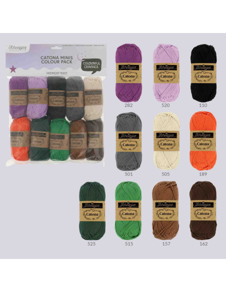 Bolsa de 10 ovillos Scheepjes Catona Colour Pack - Midnight feast