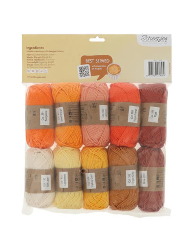 Bolsa de 10 ovillos Scheepjes Catona Colour Pack - Crème brûlée