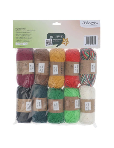 Paquete de 10 ovillos Scheepjes Catona Colour Pack - Navidad