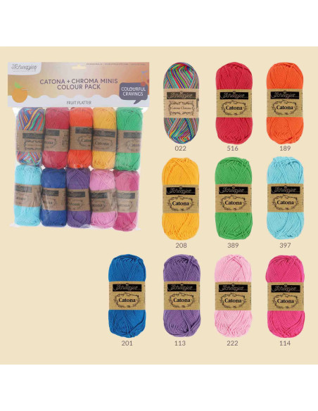 Paquete de 10 ovillos Scheepjes Catona Colour Pack - Fruit Platter