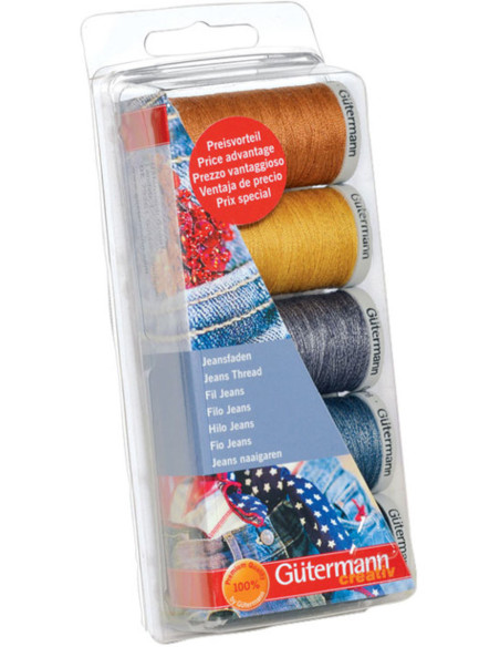 Set de 5 hilos de coser especial para jeans Gütermann