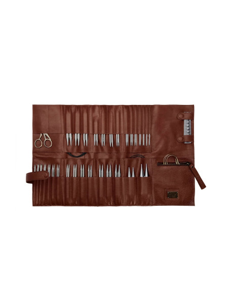 Estuche de almacenamiento de cuero para agujas circulares Muud Stockholm XL - Marrón Rico