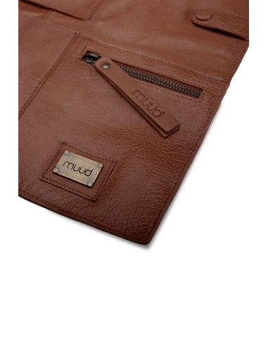 Estuche de almacenamiento de cuero para agujas circulares Muud Stockholm XL - Marrón Rico