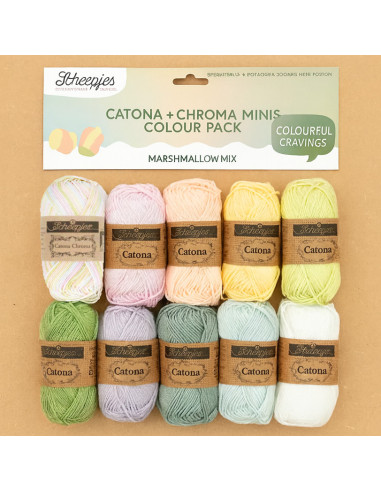 Bolsa de 10 ovillos Scheepjes Catona Colour Pack - Mezcla de malvavisco