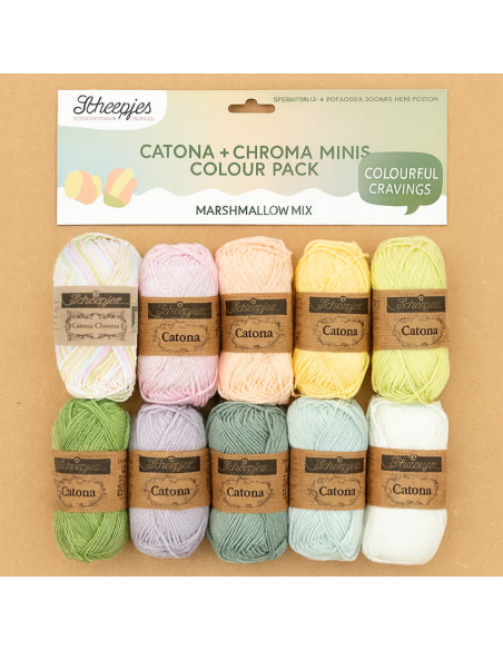 Bolsa de 10 ovillos Scheepjes Catona Colour Pack - Mezcla de malvavisco