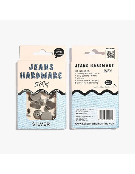Kit de botones para jeans y remaches - Plata